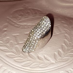 Oversized silver rhinestone accent ring